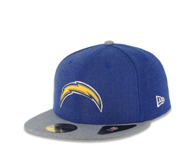 Los Angeles Chargers New Era NFL 59FIFTY 5950 Fitted Heather Cap Hat Navy Blue Crown Sky Blue Visor Team Color Logo