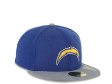Load image into Gallery viewer, Los Angeles Chargers New Era NFL 59FIFTY 5950 Fitted Heather Cap Hat Navy Blue Crown Sky Blue Visor Team Color Logo
