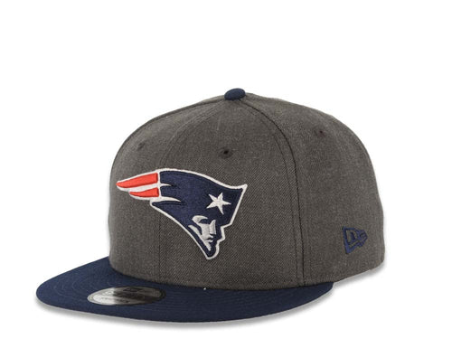 New England Patriots New Era NFL 9FIFTY 950 Snapback Cap Hat Heather Dark Gray Crown Navy Visor Team Color Logo