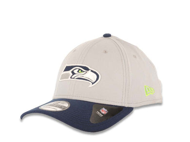Seattle Seahawks New Era NFL 39THIRTY 3930 Flexfit Cap Hat Gray Crown Navy Blue Visor Team Color Logo