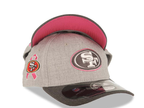 San Francisco 49ers New Era 39THIRTY 3930 Flexfit Breast Cancer Awareness Cap Hat Gray Crown Dark Gray Visor Pink/Gray Logo