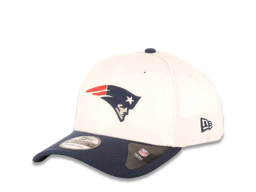 New England Patriots New Era NFL 39THIRTY 3930 Flexfit Cap Hat White Crown Navy Blue Visor Team Color Logo