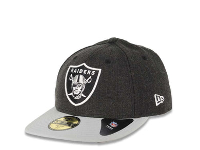 Oakland Raiders New Era NFL 59FIFTY 5950 Low Crown Fitted Cap Hat Heather Dark Gray Crown Gray Visor Team Color Logo