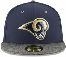 Load image into Gallery viewer, Los Angeles Rams New Era NFL 59FIFTY 5950 Fitted Cap Hat Navy Crown Gray Visor Team Color Logo (2016 Draft)

