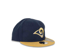 Load image into Gallery viewer, Los Angeles Rams New Era NFL 9FIFTY 950 Snapback Cap Hat Light Navy Blue Crown Wheat Visor Team Color Logo
