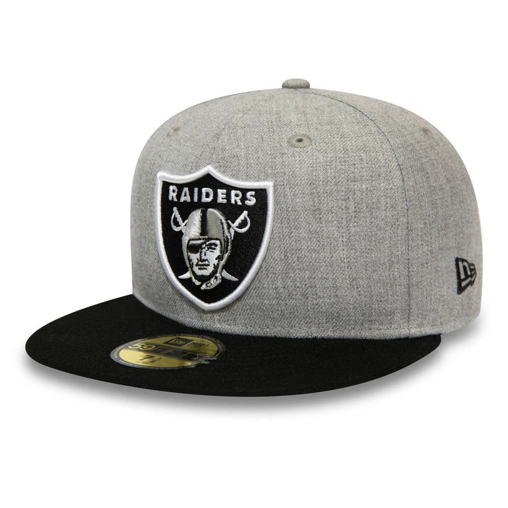 Oakland RAIDERS New Era 59FIFTY 5950 Fitted Cap Hat Gray Crown Black Visor Team Color Logo Black UV