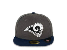 Load image into Gallery viewer, Los Angeles Rams New Era NFL 59FIFTY 5950 Fitted Heather Cap Hat Dark Gray Crown Navy Visor Black/White Logo
