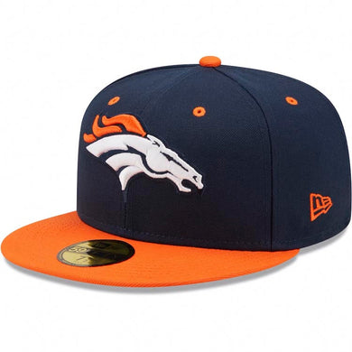 Denver Broncos New Era NFL 59FIFTY 5950 Fitted Cap Hat Navy Blue Crown Orange Visor Team Color Logo
