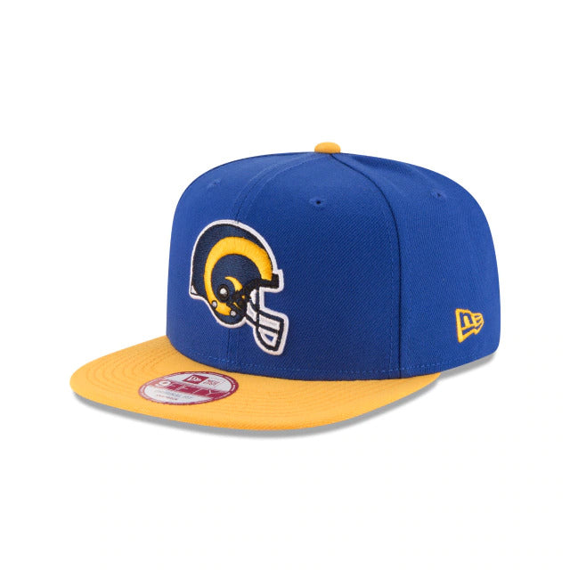 Los Angeles Rams New Era NFL 9FIFTY 950 Snapback Cap Hat Royal Blue Crown Yellow Visor Team Color Retro Logo