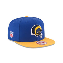 Load image into Gallery viewer, Los Angeles Rams New Era NFL 9FIFTY 950 Snapback Cap Hat Royal Blue Crown Yellow Visor Team Color Retro Logo

