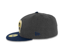 Load image into Gallery viewer, Los Angeles Rams New Era NFL 59FIFTY 5950 Fitted Heather Cap Hat Dark Gray Crown Navy Visor Team Color Logo
