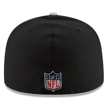 Load image into Gallery viewer, Oakland RAIDERS New Era 59FIFTY 5950 Kid Fitted 2017 Sideline Cap Hat Black Crown Black/White Visor Team Color Logo
