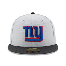 Load image into Gallery viewer, New York Giants New Era 59FIFTY 5950 Fitted 2017 Sideline Cap Hat Gray Crown Dark Gray Visor Team Color Logo
