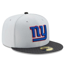 Load image into Gallery viewer, New York Giants New Era 59FIFTY 5950 Fitted 2017 Sideline Cap Hat Gray Crown Dark Gray Visor Team Color Logo
