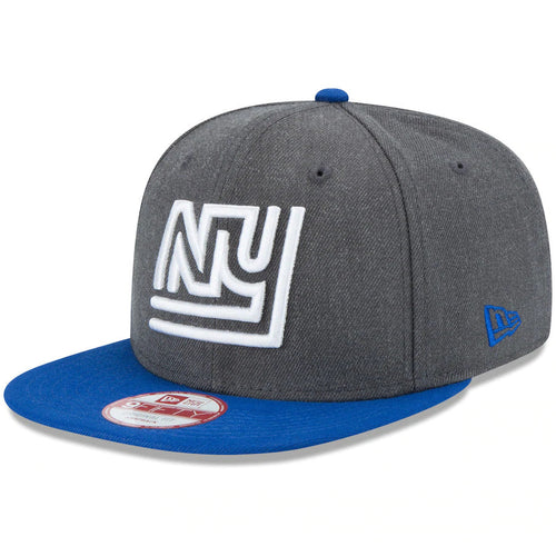 New York Giants New Era NFL 9FIFTY 950 Original Fit Snapback Cap Heather Dark Gray Crown Royal Blue Visor White Team Color Retro Logo