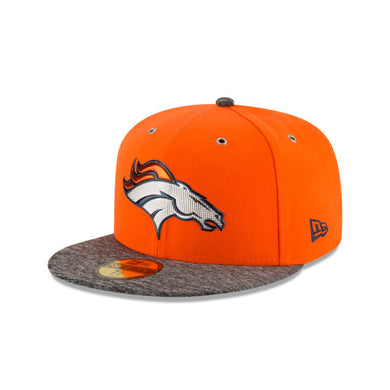 Denver Broncos New Era NFL 59FIFTY 5950 Fitted Cap Hat Orange Crown Gray Visor Team Color Logo (2016 Draft)