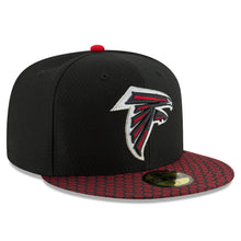 Load image into Gallery viewer, Atlanta Falcons New Era NFL 59FIFTY 5950 Fitted 2017 Sideline Cap Hat Black Crown Red Visor Team Color Logo
