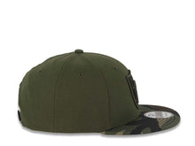 Load image into Gallery viewer, Raiders New Era 9FIFTY 950 Snapback Cap Hat Olive Green Crown Camo Visor Black/Olive Green Logo 
