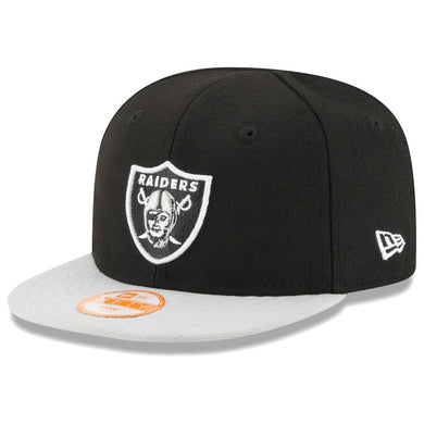 (Infant) Oakland Raiders New Era NFL 9FIFTY 950 Snapback Cap Hat Black Crown Gray Visor Team Color Logo (My 1st First)