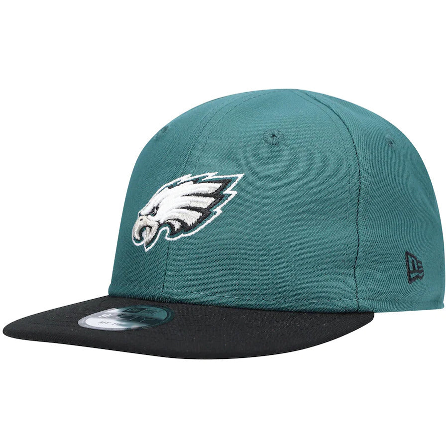 (Infant) Philadelphia Eagles New Era NFL 9FIFTY 950 Snapback Cap Hat Green Crown Black Visor Team Color Logo (My 1st First)