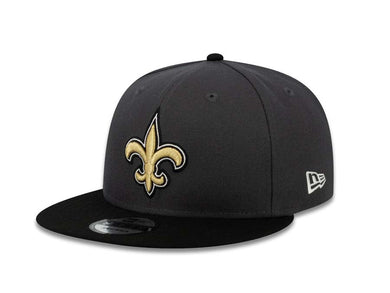 New Orleans Saints New Era NFL 9FIFTY 950 Snapback Cap Hat Dark Gray Crown Black Visor Team Color Logo