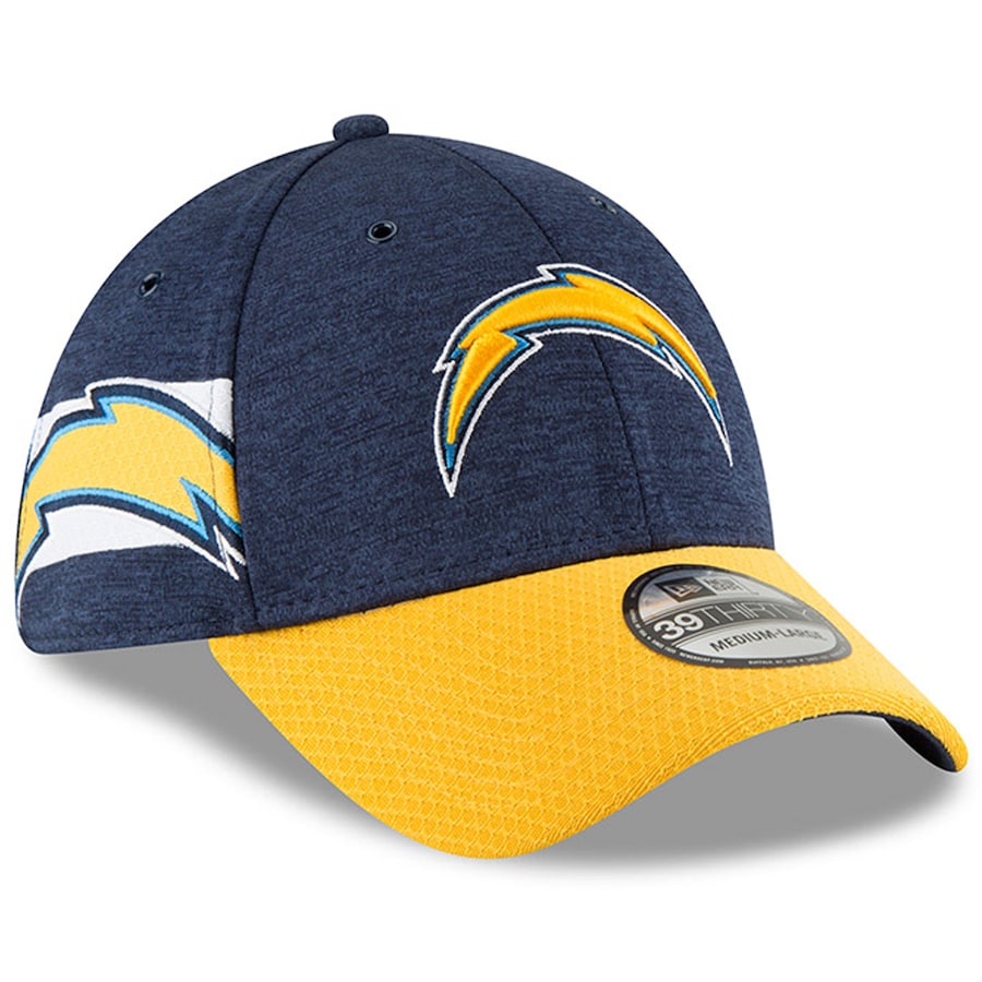Los Angeles Chargers New Era NFL 39THIRTY 3930 Flexfit 2018 Sideline Home Cap Hat Navy Crown Yellow Visor Team Color Logo