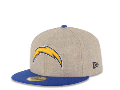 Los Angeles Chargers New Era NFL 59FIFTY 5950 Fitted Heather Cap Hat Gray Crown Royal Blue Visor Team Color Logo