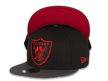 Load image into Gallery viewer, New Era NFL 9Fifty 950 Snapback Las Vegas Raiders Cap Hat Heather Black Crown Graphite Visor Red/Black Logo Red UV
