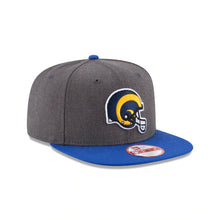 Load image into Gallery viewer, Los Angeles Rams New Era NFL 9FIFTY 950 Snapback Cap Hat Heather Dark Gray Crown Royal Blue Visor Team Color Helmet Logo
