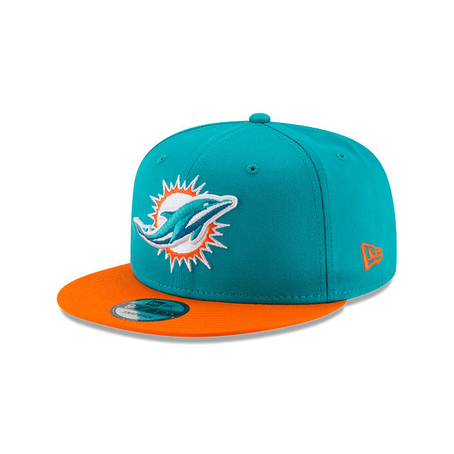 Miami Dolphins New Era NFL 9FIFTY 950 Snapback Basic Cap Hat Aqua Crown Orange Visor Team Color Logo