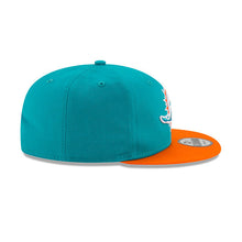 Load image into Gallery viewer, Miami Dolphins New Era NFL 9FIFTY 950 Snapback Basic Cap Hat Aqua Crown Orange Visor Team Color Logo
