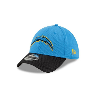 Los Angeles Chargers New Era NFL 39THIRTY 3930 Flexfit 2021 Sideline Cap Hat Sky Blue Crown Black Visor Team Color Logo