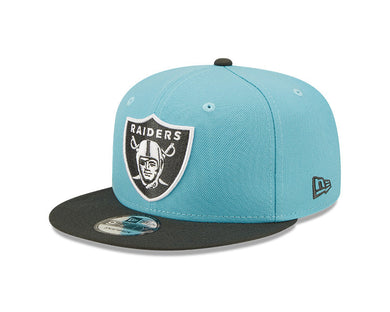 Las Vegas Raiders New Era 9FIFTY 950 Snapback Cap Hat Light Blue Crown Dark Gray Visor Dark Gray/White Logo (Color Pack)