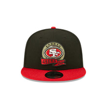 Load image into Gallery viewer, San Francisco 49ers New Era NFL 9FIFTY 950 Snapback Cap Hat Black Crown Red Visor Camo Logo (2022 Salute To Service)
