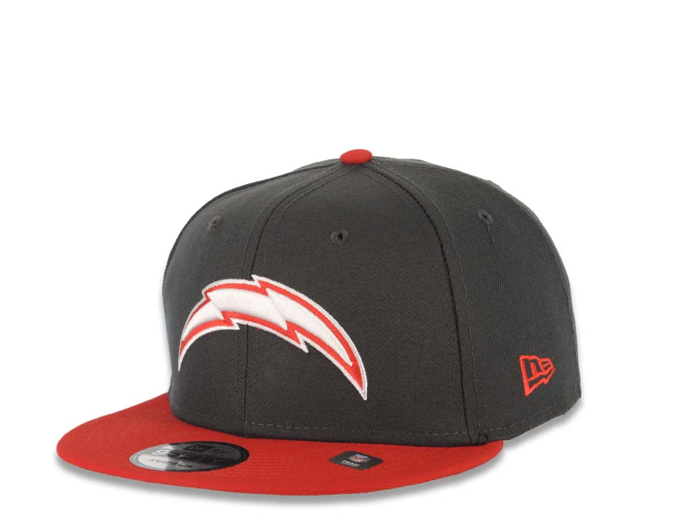 Los Angeles Chargers New Era NFL 9FIFTY 950 Snapback Cap Hat Dark Gray Crown Red Visor White/Red Logo (Color Pack)