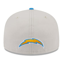 Load image into Gallery viewer, Los Angeles Chargers New Era NFL 59FIFTY 5950 Fitted Cap Hat Stone Crown Sky Blue Visor Team Color Logo Gray UV (2023 Draft On Stage)
