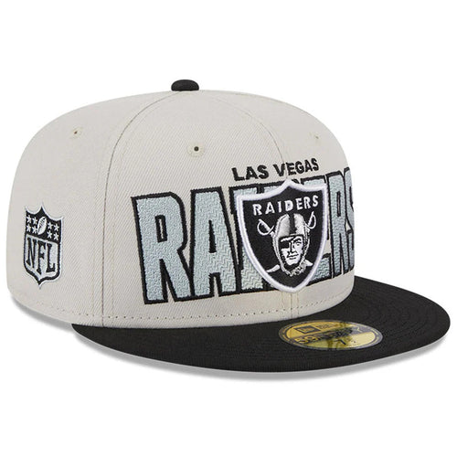 Las Vegas Raiders New Era NFL 9FIFTY 950 Snapback Cap Hat Stone Crown Black Visor Team Color Logo (2023 Draft On Stage)