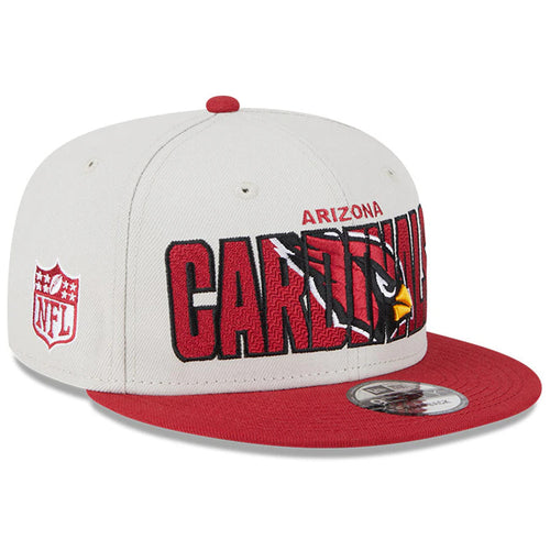 Arizona Cardinals New Era NFL 9FIFTY 950 Snapback Cap Hat Stone Crown Maroon Visor Team Color Logo (2023 Draft On Stage)