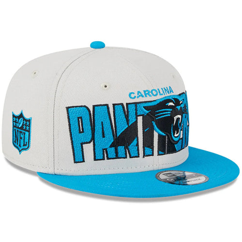 Carolina Panthers New Era NFL 9FIFTY 950 Snapback Cap Hat Stone Crown Royal Blue Visor Team Color Logo (2023 Draft On Stage)