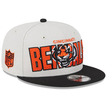 Load image into Gallery viewer, Cincinnati Bengals New Era NFL 9FIFTY 950 Snapback Cap Hat Stone Crown Black Visor Team Color Logo (2023 Draft On Stage)
