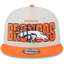 Load image into Gallery viewer, Denver Broncos New Era NFL 9FIFTY 950 Snapback Cap Hat Stone Crown Orange Visor Orange/White Team Color Logo (2023 Draft On Stage)
