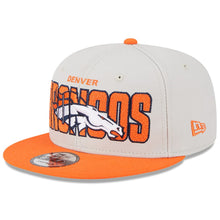 Load image into Gallery viewer, Denver Broncos New Era NFL 9FIFTY 950 Snapback Cap Hat Stone Crown Orange Visor Orange/White Team Color Logo (2023 Draft On Stage)
