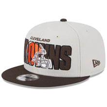 Load image into Gallery viewer, Cleveland Browns New Era NFL 9FIFTY 950 Snapback Cap Hat Stone Crown Brown Visor Team Color Logo (2023 Draft On Stage)
