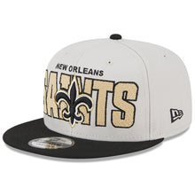 Load image into Gallery viewer, New Orleans Saints New Era NFL 9FIFTY 950 Snapback Cap Hat Stone Crown Black Visor Team Color Logo (2023 Draft On Stage)
