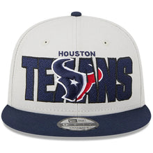 Load image into Gallery viewer, Houston Texans New Era NFL 9FIFTY 950 Snapback Cap Hat Stone Crown Light Navy Blue Visor Team Color Logo (2023 Draft On Stage)
