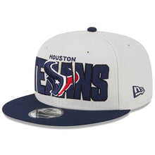 Load image into Gallery viewer, Houston Texans New Era NFL 9FIFTY 950 Snapback Cap Hat Stone Crown Light Navy Blue Visor Team Color Logo (2023 Draft On Stage)
