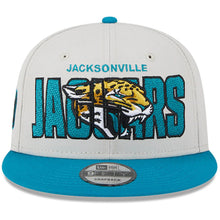 Load image into Gallery viewer, Jacksonville Jaguars New Era NFL 9FIFTY 950 Snapback Cap Hat Stone Crown Turquoise Visor Team Color Logo (2023 Draft On Stage)
