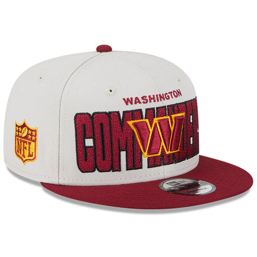 Washington COMMANDERS New Era 9FIFTY 950 Snapback Cap Hat Stone Crown Maroon Visor Team Color Logo (2023 Draft On Stage)