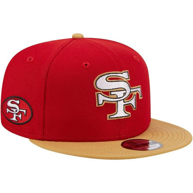 San Francisco 49ers New Era NFL 9FIFTY 950 Snapback City Originals Cap Hat Red Crown Wheat Visor White/Black/Gold Logo