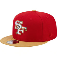 Load image into Gallery viewer, San Francisco 49ers New Era NFL 9FIFTY 950 Snapback City Originals Cap Hat Red Crown Wheat Visor White/Black/Gold Logo
